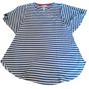 Matilda Jane Women's Blue and White Striped Sincerely Me Oversized T-Shirt